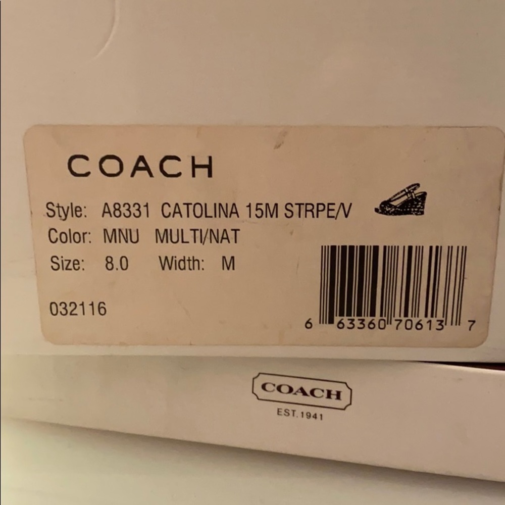 Coach Catolina Stripe/V Wedges 8m - Picture 5 of 5